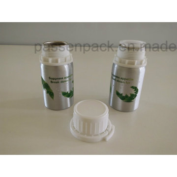 Botella de aluminio de 100 ml con tapa blanca a prueba de manipulaciones de plástico (serigrafía)